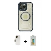 MARSİLYAN™- iPhone 12 Pro Kılıf Kutup Modern - Siyah Polymer Nano Ekran Koruyucu + Shine Kamera Lens - GD