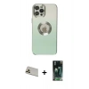 MARSİLYAN™- iPhone 12 Pro Kılıf Kutup Yansıma Özel Seri - Şeffaf 360 Full Body Arka Koruyucu + Gold Rainbow Kamera Lens Koruma Cam
