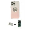 MARSİLYAN™- iPhone 12 Pro Kılıf Kutup Yansıma Özel Seri - Şeffaf 360 Full Body Arka Koruyucu + Gold Rainbow Kamera Lens Koruma Cam