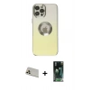 MARSİLYAN™- iPhone 12 Pro Kılıf Kutup Yansıma Özel Seri - Şeffaf 360 Full Body Arka Koruyucu + Gold Rainbow Kamera Lens Koruma Cam