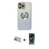 MARSİLYAN™- iPhone 12 Pro Kılıf Kutup Yansıma Özel Seri - Şeffaf 360 Full Body Arka Koruyucu + Gold Rainbow Kamera Lens Koruma Cam