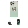 MARSİLYAN™- iPhone 12 Pro Kılıf Kutup Yansıma Özel Seri - Şeffaf 360 Full Body Arka Koruyucu + Kamera Lens Koruma Cam - SF