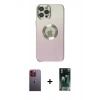 MARSİLYAN™- iPhone 12 Pro Kılıf Kutup Yansıma Özel Seri - Şeffaf 360 Full Body Arka Koruyucu + Neon Fosforlu Kamera Lens - TU