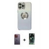 MARSİLYAN™- iPhone 12 Pro Kılıf Kutup Yansıma Özel Seri - Şeffaf 360 Full Body Arka Koruyucu + Neon Fosforlu Kamera Lens - TU