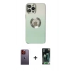 MARSİLYAN™- iPhone 12 Pro Kılıf Kutup Yansıma Özel Seri - Şeffaf 360 Full Body Arka Koruyucu + Neon Fosforlu Kamera Lens - TU