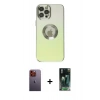MARSİLYAN™- iPhone 12 Pro Kılıf Kutup Yansıma Özel Seri - Şeffaf 360 Full Body Arka Koruyucu + Neon Fosforlu Kamera Lens - TU