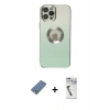 MARSİLYAN™- iPhone 12 Pro Kılıf Kutup Yansıma Özel Seri - Şeffaf Uv Polymer Nano Ekran Koruyucu + Metal Kamera Lens Koruma Cam - AKYL