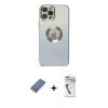 MARSİLYAN™- iPhone 12 Pro Kılıf Kutup Yansıma Özel Seri - Şeffaf Uv Polymer Nano Ekran Koruyucu + Metal Kamera Lens Koruma Cam - AKYL