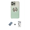MARSİLYAN™- iPhone 12 Pro Kılıf Kutup Yansıma Özel Seri - Şeffaf Uv Polymer Nano Ekran Koruyucu + Metal Kamera Lens Koruma Cam - MI