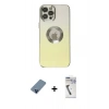 MARSİLYAN™- iPhone 12 Pro Kılıf Kutup Yansıma Özel Seri - Şeffaf Uv Polymer Nano Ekran Koruyucu + Metal Kamera Lens Koruma Cam - MI
