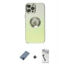 MARSİLYAN™- iPhone 12 Pro Kılıf Kutup Yansıma Özel Seri - Şeffaf Uv Polymer Nano Ekran Koruyucu + Metal Kamera Lens Koruma Cam - MI