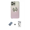 MARSİLYAN™- iPhone 12 Pro Kılıf Kutup Yansıma Özel Seri - Şeffaf Uv Polymer Nano Ekran Koruyucu + Metal Kamera Lens Koruma Cam - MI