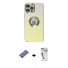 MARSİLYAN™- iPhone 12 Pro Kılıf Kutup Yansıma Özel Seri - Şeffaf Uv Polymer Nano Ekran Koruyucu + Metal Kamera Lens Koruma Cam - GD