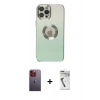 MARSİLYAN™- iPhone 12 Pro Kılıf Kutup Yansıma Özel Seri - Şeffaf Uv Polymer Nano Ekran Koruyucu + Neon Fosforlu Kamera Lens - TU