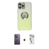 MARSİLYAN™- iPhone 12 Pro Kılıf Kutup Yansıma Özel Seri - Şeffaf Uv Polymer Nano Ekran Koruyucu + Neon Fosforlu Kamera Lens - BZ