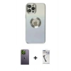 MARSİLYAN™- iPhone 12 Pro Kılıf Kutup Yansıma Özel Seri - Şeffaf Uv Polymer Nano Ekran Koruyucu + Neon Fosforlu Kamera Lens - YL