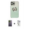 MARSİLYAN™- iPhone 12 Pro Kılıf Kutup Yansıma Özel Seri - Şeffaf Uv Polymer Nano Ekran Koruyucu + Neon Fosforlu Kamera Lens - YL