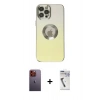MARSİLYAN™- iPhone 12 Pro Kılıf Kutup Yansıma Özel Seri - Şeffaf Uv Polymer Nano Ekran Koruyucu + Neon Fosforlu Kamera Lens - TU