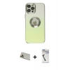 MARSİLYAN™- iPhone 12 Pro Kılıf Kutup Yansıma Özel Seri - Şeffaf Uv Polymer Nano Ekran Koruyucu + Rainbow Kamera Lens Koruma Cam - GD
