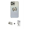 MARSİLYAN™- iPhone 12 Pro Kılıf Kutup Yansıma Özel Seri - Şeffaf Uv Polymer Nano Ekran Koruyucu + Rainbow Kamera Lens Koruma Cam - GD
