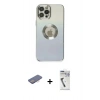 MARSİLYAN™- iPhone 12 Pro Kılıf Kutup Yansıma Özel Seri - Şeffaf Uv Polymer Nano Ekran Koruyucu + Renkli Kamera Lens Koruma Cam - PE