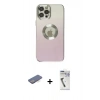 MARSİLYAN™- iPhone 12 Pro Kılıf Kutup Yansıma Özel Seri - Şeffaf Uv Polymer Nano Ekran Koruyucu + Renkli Kamera Lens Koruma Cam - MI