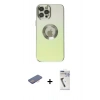 MARSİLYAN™- iPhone 12 Pro Kılıf Kutup Yansıma Özel Seri - Şeffaf Uv Polymer Nano Ekran Koruyucu + Renkli Kamera Lens Koruma Cam - PE
