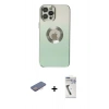 MARSİLYAN™- iPhone 12 Pro Kılıf Kutup Yansıma Özel Seri - Şeffaf Uv Polymer Nano Ekran Koruyucu + Renkli Kamera Lens Koruma Cam - PE