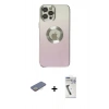 MARSİLYAN™- iPhone 12 Pro Kılıf Kutup Yansıma Özel Seri - Şeffaf Uv Polymer Nano Ekran Koruyucu + Renkli Kamera Lens Koruma Cam - SI