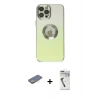 MARSİLYAN™- iPhone 12 Pro Kılıf Kutup Yansıma Özel Seri - Şeffaf Uv Polymer Nano Ekran Koruyucu + Renkli Kamera Lens Koruma Cam - SI