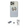 MARSİLYAN™- iPhone 12 Pro Kılıf Kutup Yansıma Özel Seri - Şeffaf Uv Polymer Nano Ekran Koruyucu + Renkli Kamera Lens Koruma Cam - YL