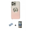 MARSİLYAN™- iPhone 12 Pro Kılıf Kutup Yansıma Özel Seri - Siyah 34D Hayalet Izgaralı Cam + Shine Kamera Lens Koruma Cam - MI