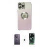 MARSİLYAN™- iPhone 12 Pro Kılıf Kutup Yansıma Özel Seri - Siyah 360 Mat Full Body Arka Koruyucu + Neon Fosforlu Kamera Lens - BZ