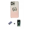 MARSİLYAN™- iPhone 12 Pro Kılıf Kutup Yansıma Özel Seri - Siyah 360 Mat Full Body Arka Koruyucu + Gold Metal Kamera Lens Koruma Cam