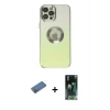 MARSİLYAN™- iPhone 12 Pro Kılıf Kutup Yansıma Özel Seri - Siyah 360 Mat Full Body Arka Koruyucu + Gold Shine Kamera Lens Koruma Cam