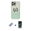 MARSİLYAN™- iPhone 12 Pro Kılıf Kutup Yansıma Özel Seri - Siyah 360 Mat Full Body Arka Koruyucu + Metal Kamera Lens Koruma Cam - KUYL