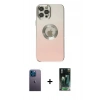 MARSİLYAN™- iPhone 12 Pro Kılıf Kutup Yansıma Özel Seri - Siyah 360 Mat Full Body Arka Koruyucu + Neon Fosforlu Kamera Lens - MI