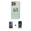 MARSİLYAN™- iPhone 12 Pro Kılıf Kutup Yansıma Özel Seri - Siyah 360 Mat Full Body Arka Koruyucu + Neon Fosforlu Kamera Lens - MI