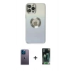 MARSİLYAN™- iPhone 12 Pro Kılıf Kutup Yansıma Özel Seri - Siyah 360 Mat Full Body Arka Koruyucu + Neon Fosforlu Kamera Lens - MI