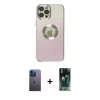 MARSİLYAN™- iPhone 12 Pro Kılıf Kutup Yansıma Özel Seri - Siyah 360 Mat Full Body Arka Koruyucu + Neon Fosforlu Kamera Lens - MI