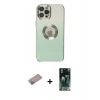 MARSİLYAN™- iPhone 12 Pro Kılıf Kutup Yansıma Özel Seri - Siyah 360 Mat Full Body Arka Koruyucu + Shine Kamera Lens Koruma Cam - SABE