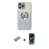 MARSİLYAN™- iPhone 12 Pro Kılıf Kutup Yansıma Özel Seri - Siyah 360 Mat Full Body Arka Koruyucu + Sierra Blue Shine Kamera Lens Koruma Cam