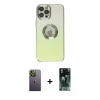 MARSİLYAN™- iPhone 12 Pro Kılıf Kutup Yansıma Özel Seri - Siyah 360 Mat Full Body Arka Koruyucu + Neon Fosforlu Kamera Lens - YL