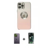 MARSİLYAN™- iPhone 12 Pro Kılıf Kutup Yansıma Özel Seri - Siyah 360 Mat Full Body Arka Koruyucu + Neon Fosforlu Kamera Lens - YL