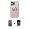 MARSİLYAN™- iPhone 12 Pro Kılıf Kutup Yansıma Özel Seri - Siyah 360 Mat Full Body Arka Koruyucu + Neon Fosforlu Kamera Lens - YL