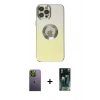 MARSİLYAN™- iPhone 12 Pro Kılıf Kutup Yansıma Özel Seri - Siyah 360 Mat Full Body Arka Koruyucu + Neon Fosforlu Kamera Lens - YL