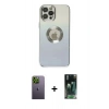 MARSİLYAN™- iPhone 12 Pro Kılıf Kutup Yansıma Özel Seri - Siyah 360 Mat Full Body Arka Koruyucu + Neon Fosforlu Kamera Lens - YL