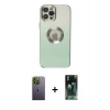 MARSİLYAN™- iPhone 12 Pro Kılıf Kutup Yansıma Özel Seri - Siyah 360 Mat Full Body Arka Koruyucu + Neon Fosforlu Kamera Lens - YL