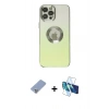 MARSİLYAN™- iPhone 12 Pro Kılıf Kutup Yansıma Özel Seri - Siyah 3D Antistatik Cam Ekran Koruyucu + Metal Kamera Lens Koruma Cam - KUYL