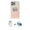 MARSİLYAN™- iPhone 12 Pro Kılıf Kutup Yansıma Özel Seri - Siyah 3D Antistatik Cam Ekran Koruyucu + Shine Kamera Lens - GD